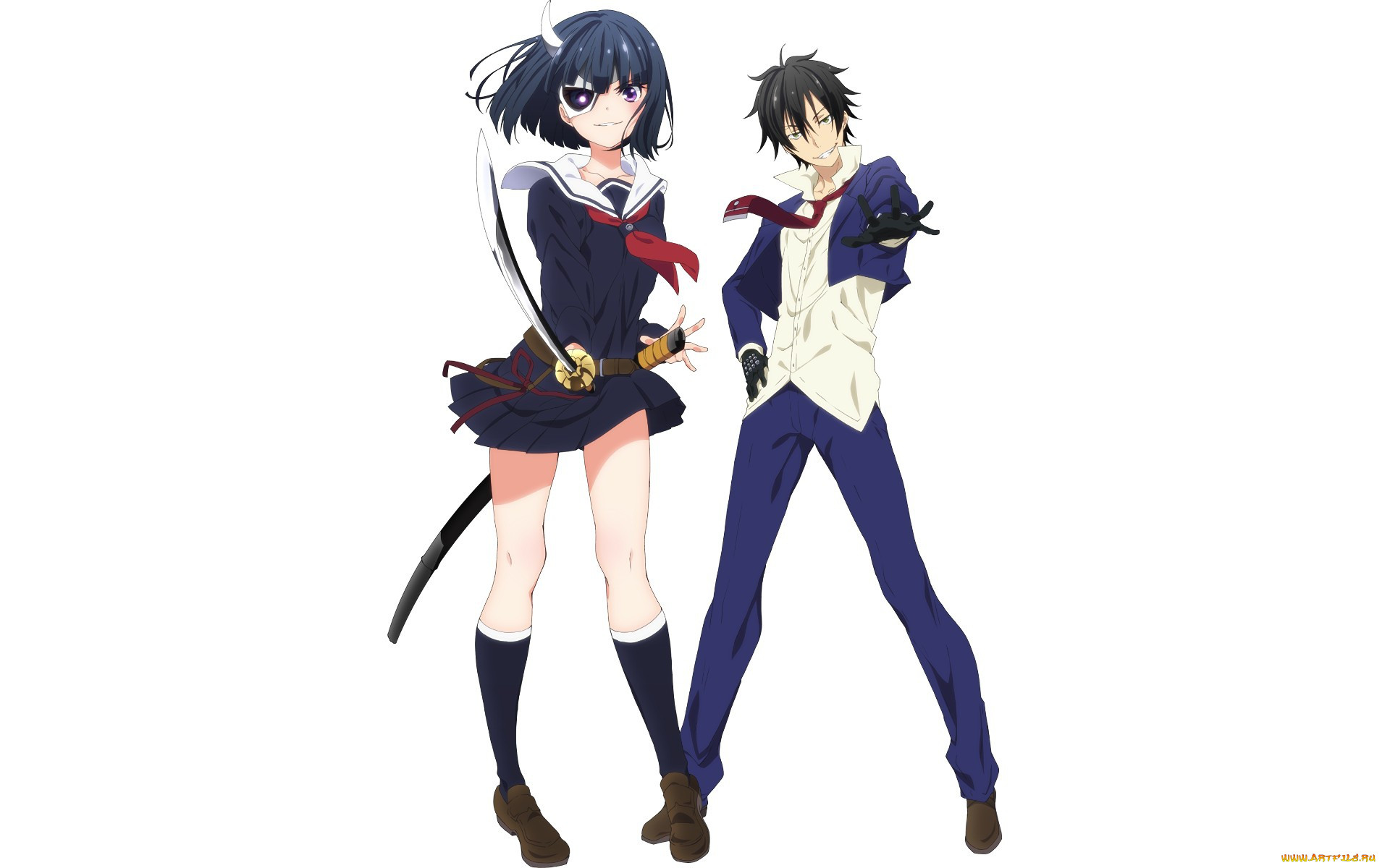 , busou shoujo machiavellianism, girl, sword, anime, katana, boy, ken, blade, mask, gloves, seifuku, armed, girl's, machiavellism, busou, shoujo, machiavellianism